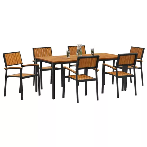Kert étkező szett 7 pcs Fekete és barna 180 x 90 x 75 cm