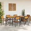 Kert étkező szett 7 pcs Fekete és barna 180 x 90 x 75 cm