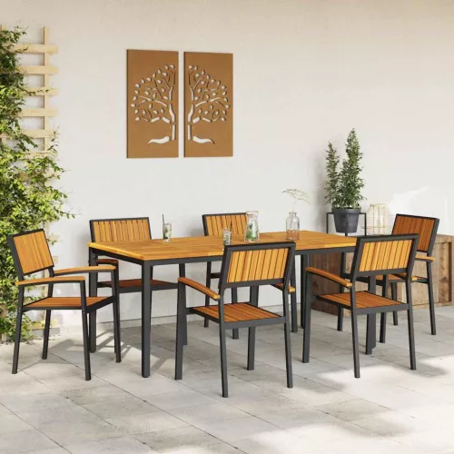 Kert étkező szett 7 pcs Fekete és barna 180 x 90 x 75 cm