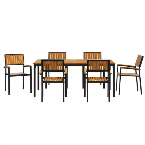 Kert étkező szett 7 pcs Fekete és barna 180 x 90 x 75 cm