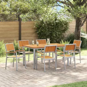 Kert étkező szett 7 pcs Szürke és barna 150 x 90 x 75 cm