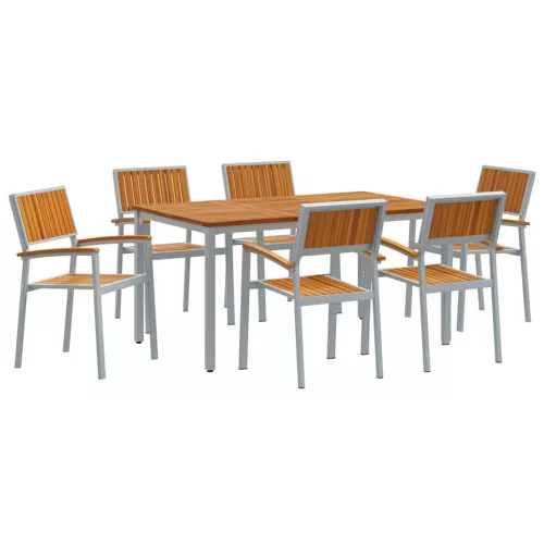 Kert étkező szett 7 pcs Szürke és barna 150 x 90 x 75 cm