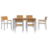 Kert étkező szett 7 pcs Szürke és barna 150 x 90 x 75 cm