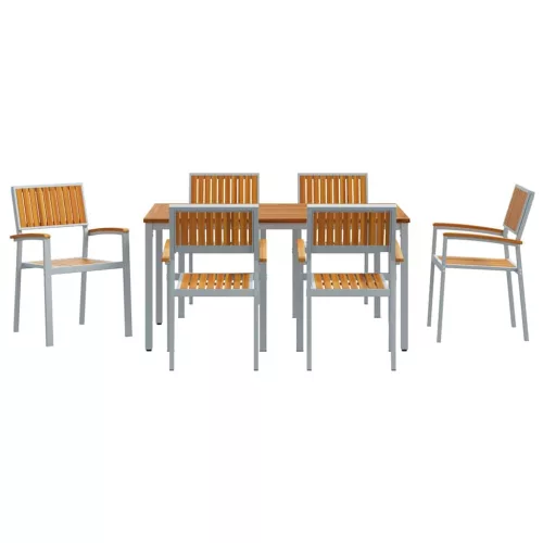 Kert étkező szett 7 pcs Szürke és barna 150 x 90 x 75 cm