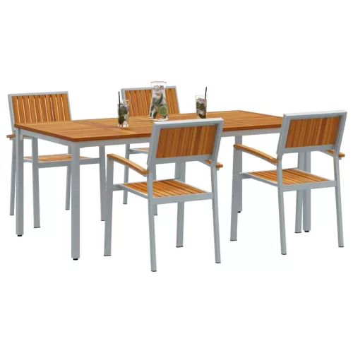 Kert étkező szett 5 pcs Szürke és barna 180 x 90 x 75 cm