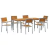 Kert étkező szett 7 pcs Szürke és barna 180 x 90 x 75 cm