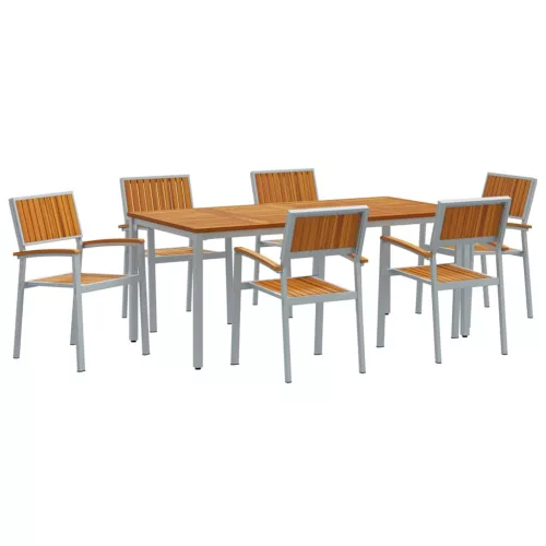 Kert étkező szett 7 pcs Szürke és barna 180 x 90 x 75 cm