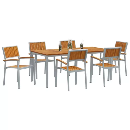 Kert étkező szett 7 pcs Szürke és barna 180 x 90 x 75 cm