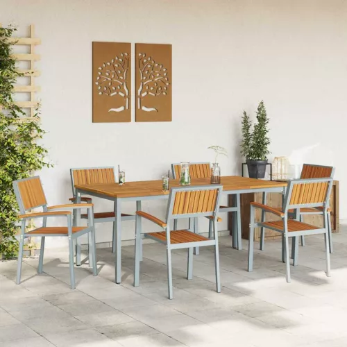 Kert étkező szett 7 pcs Szürke és barna 180 x 90 x 75 cm