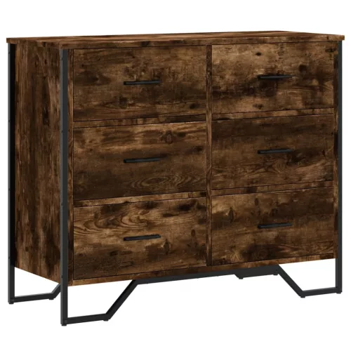 Füstös tölgy színű szerelt fa komód 91 x 35,5 x 74,5 cm
