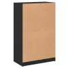 Fekete szerelt fa magasszekrény ajtókkal 68 x 37 x 109 cm