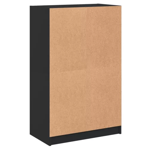 Fekete szerelt fa magasszekrény ajtókkal 68 x 37 x 109 cm