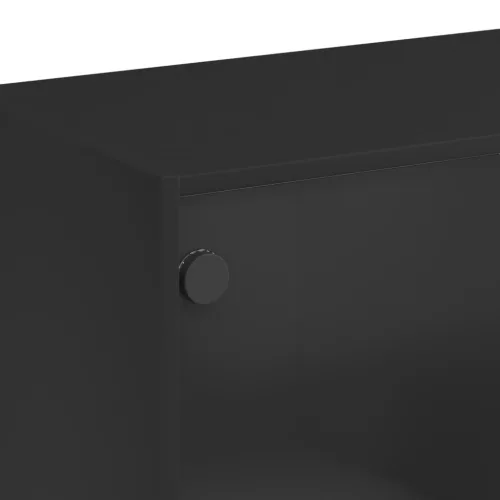 Fekete szerelt fa magasszekrény ajtókkal 68 x 37 x 109 cm