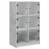 Betonszürke szerelt fa magasszekrény ajtókkal 68 x 37 x 109 cm