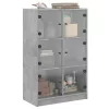 Betonszürke szerelt fa magasszekrény ajtókkal 68 x 37 x 109 cm