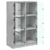 Betonszürke szerelt fa magasszekrény ajtókkal 68 x 37 x 109 cm