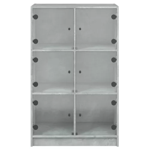 Betonszürke szerelt fa magasszekrény ajtókkal 68 x 37 x 109 cm