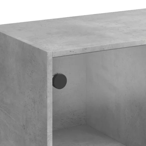 Betonszürke szerelt fa magasszekrény ajtókkal 68 x 37 x 109 cm