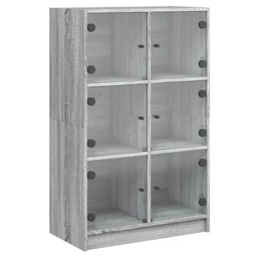 Szürke sonoma színű magasszekrény ajtókkal 68 x 37 x 109 cm