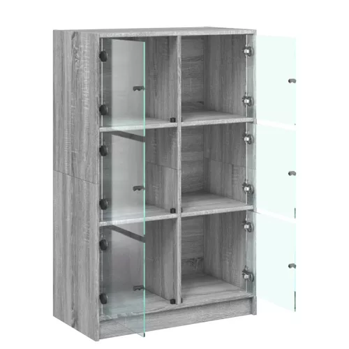 Szürke sonoma színű magasszekrény ajtókkal 68 x 37 x 109 cm