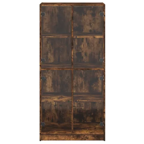 Füstös tölgy színű magasszekrény ajtókkal 68x37x142 cm