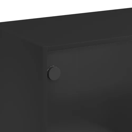 Fekete szerelt fa magasszekrény ajtókkal 68x37x142 cm