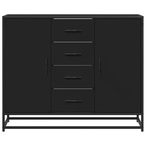 Fekete szerelt fa tálalószekrény 92 x 35 x 76 cm
