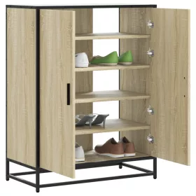   Sonoma tölgy színű szerelt fa és fém cipőszekrény 75x38x97,5 cm