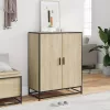 Sonoma tölgy színű szerelt fa és fém cipőszekrény 75x38x97,5 cm