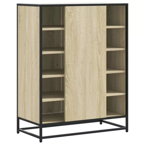 Sonoma tölgy színű szerelt fa és fém cipőszekrény 75x38x97,5 cm