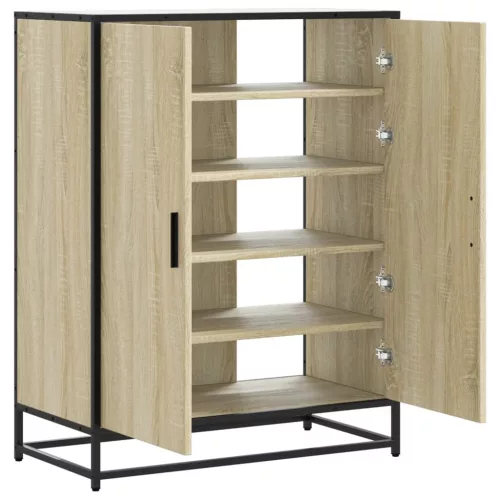 Sonoma tölgy színű szerelt fa és fém cipőszekrény 75x38x97,5 cm