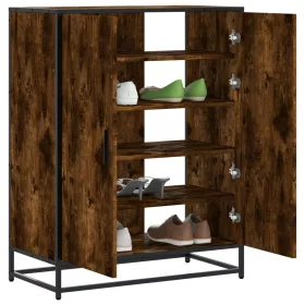   Füstös tölgy színű szerelt fa és fém cipőszekrény 75x38x97,5 cm