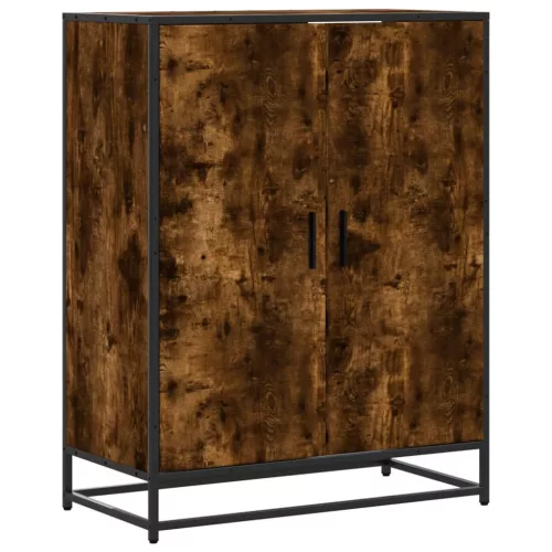 Füstös tölgy színű szerelt fa és fém cipőszekrény 75x38x97,5 cm