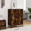 Füstös tölgy színű szerelt fa és fém cipőszekrény 75x38x97,5 cm