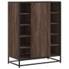 Barna tölgy színű szerelt fa és fém cipőszekrény 75x38x97,5 cm