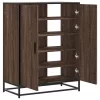 Barna tölgy színű szerelt fa és fém cipőszekrény 75x38x97,5 cm