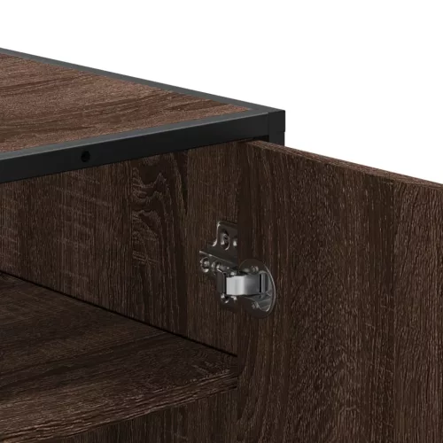Barna tölgy színű szerelt fa és fém cipőszekrény 75x38x97,5 cm