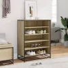 Sonoma tölgy színű szerelt fa és fém cipőszekrény 75x38x97,5 cm