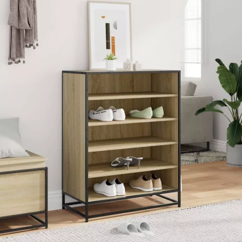 Sonoma tölgy színű szerelt fa és fém cipőszekrény 75x38x97,5 cm