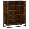 Füstös tölgy színű szerelt fa és fém cipőszekrény 75x38x97,5 cm