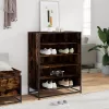 Füstös tölgy színű szerelt fa és fém cipőszekrény 75x38x97,5 cm