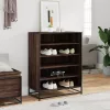 Barna tölgy színű szerelt fa és fém cipőszekrény 75x38x97,5 cm