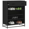 Fekete szerelt fa és fém cipőszekrény 75 x 38 x 97,5 cm