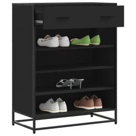 Fekete szerelt fa és fém cipőszekrény 75 x 38 x 97,5 cm