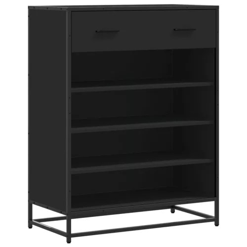 Fekete szerelt fa és fém cipőszekrény 75 x 38 x 97,5 cm