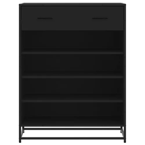 Fekete szerelt fa és fém cipőszekrény 75 x 38 x 97,5 cm