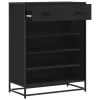Fekete szerelt fa és fém cipőszekrény 75 x 38 x 97,5 cm
