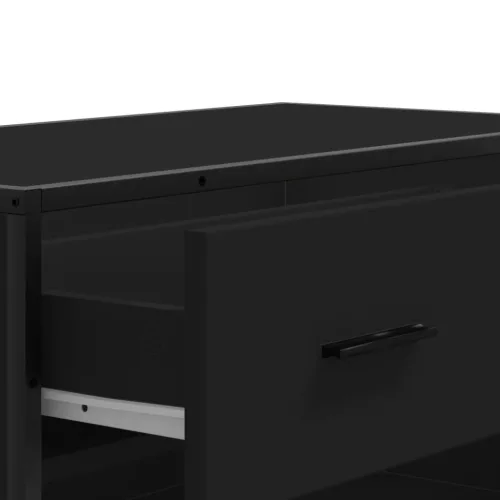 Fekete szerelt fa és fém cipőszekrény 75 x 38 x 97,5 cm