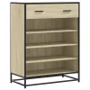 Sonoma tölgy színű szerelt fa és fém cipőszekrény 75x38x97,5 cm