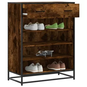   Füstös tölgy színű szerelt fa és fém cipőszekrény 75x38x97,5 cm